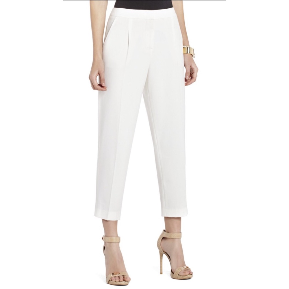 BCBGMAXAZRIA James Cream Crop Trousers